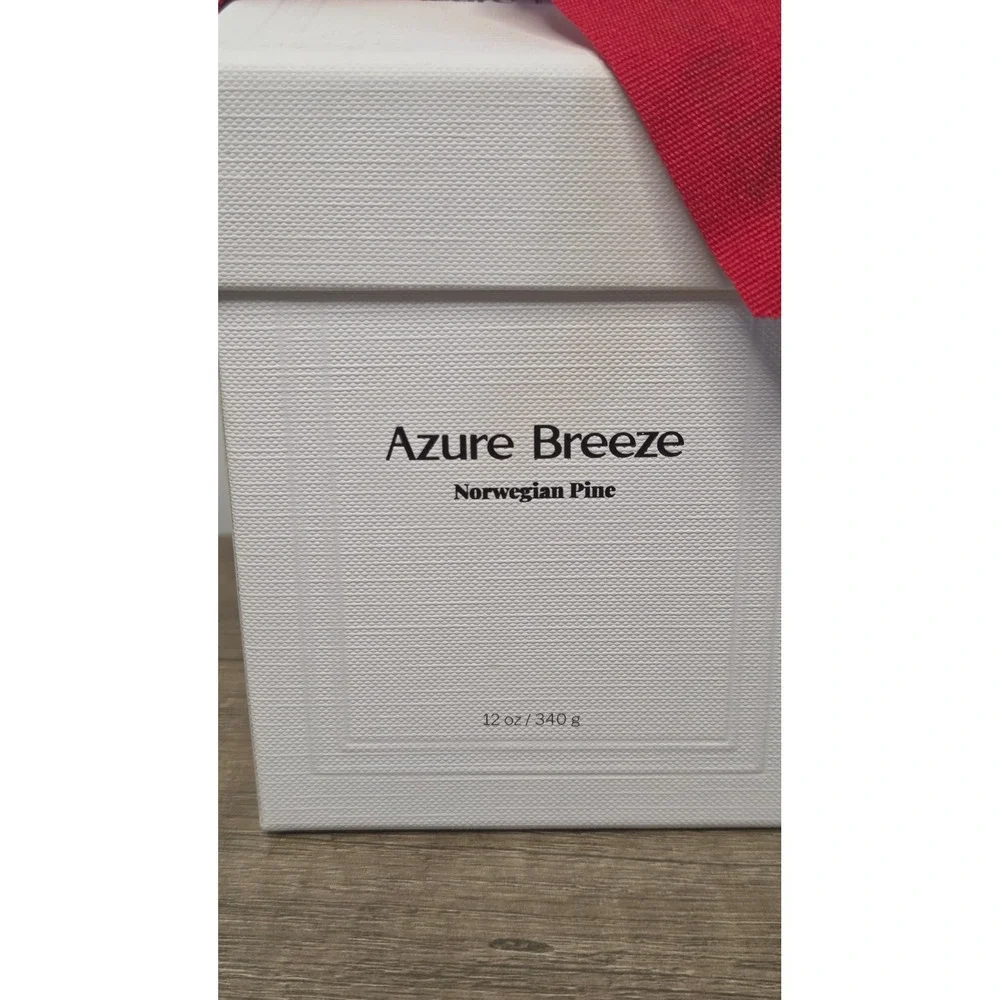 Azure Breeze Norwegian Pine Scented Candle 12oz Green Glass Jar with Gift Box